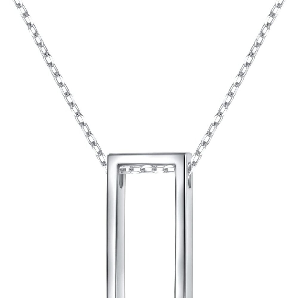 Delicate Adjustable Silver Rectangle Pendant Neck… - image 1